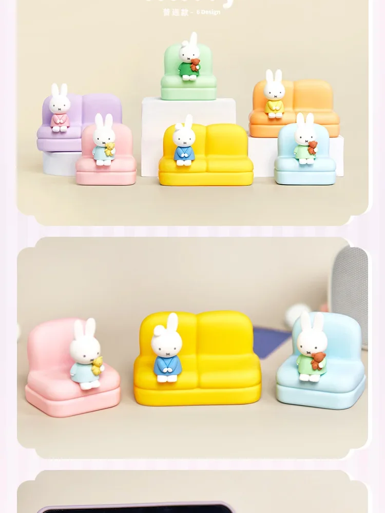 Kawaii Miffy Cartoon Surrounding Sofa Mobile Phone Stand Fashion Play Model Hand Desk Decoration Cute Doll Toy Christmas Gifts