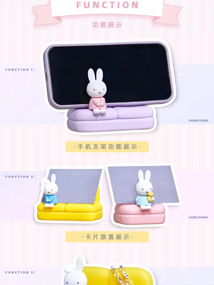 Kawaii Miffy Cartoon Surrounding Sofa Mobile Phone Stand Fashion Play Model Hand Desk Decoration Cute Doll Toy Christmas Gifts