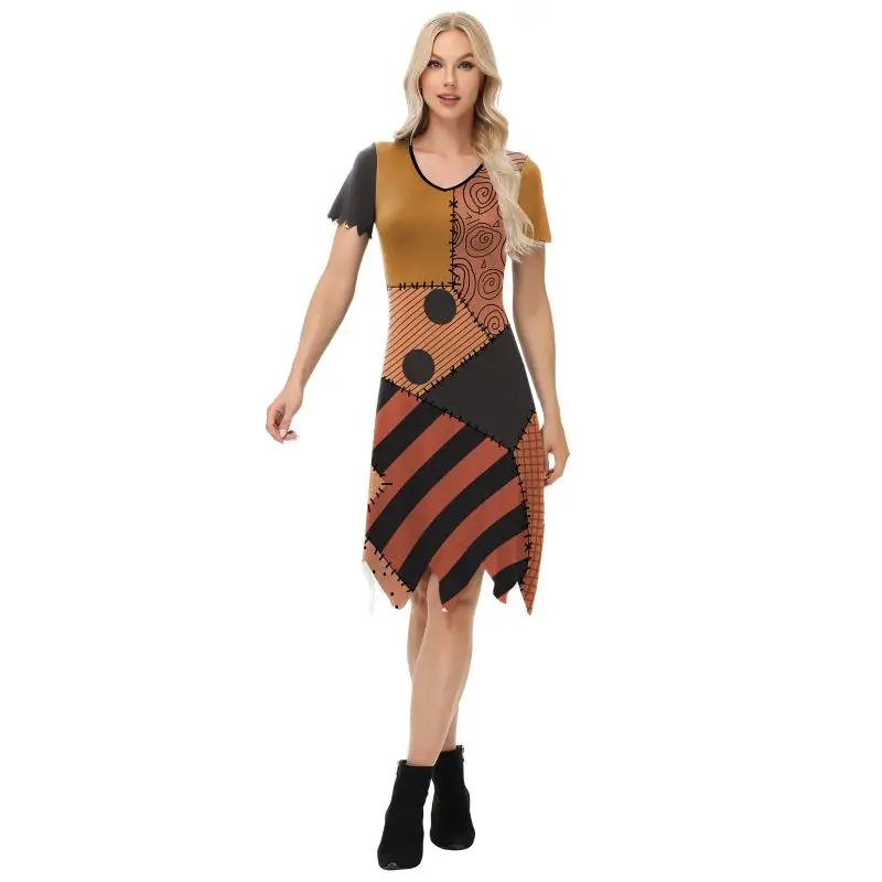 Halloween Dress Suit Women Cosplay Costume Funny Wig Socks Set Movie Dress Up Carnival Gown Party Outfit