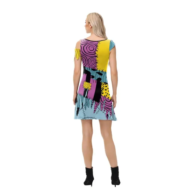 Halloween Dress Suit Women Cosplay Costume Funny Wig Socks Set Movie Dress Up Carnival Gown Party Outfit