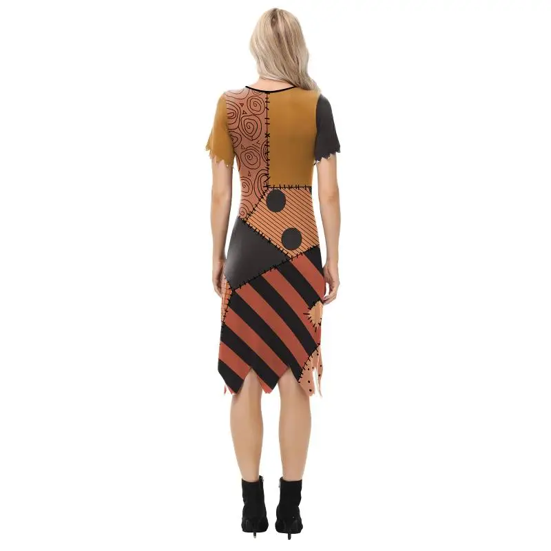 Halloween Dress Suit Women Cosplay Costume Funny Wig Socks Set Movie Dress Up Carnival Gown Party Outfit