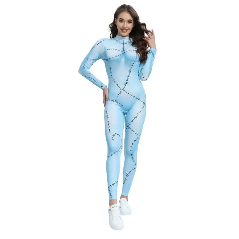 Halloween Dress Suit Women Cosplay Costume Funny Wig Socks Set Movie Dress Up Carnival Gown Party Outfit