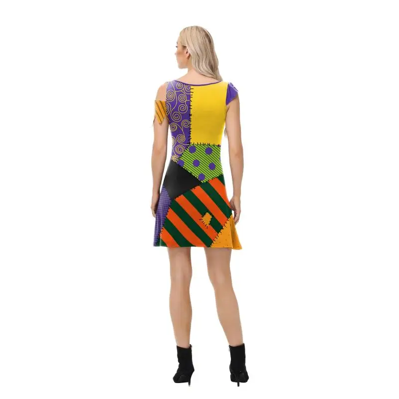 Halloween Dress Suit Women Cosplay Costume Funny Wig Socks Set Movie Dress Up Carnival Gown Party Outfit