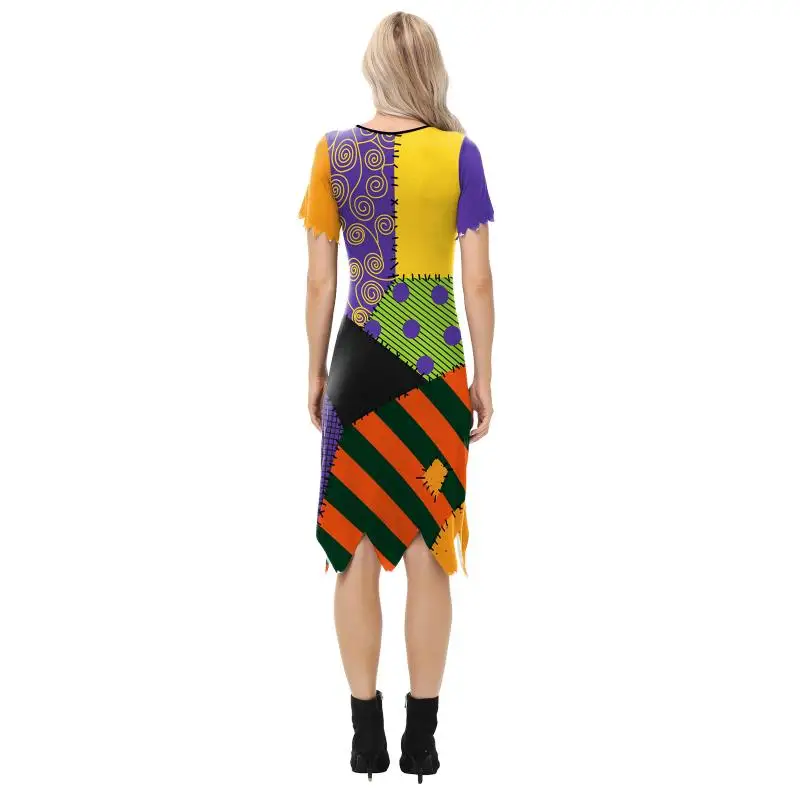 Halloween Dress Suit Women Cosplay Costume Funny Wig Socks Set Movie Dress Up Carnival Gown Party Outfit