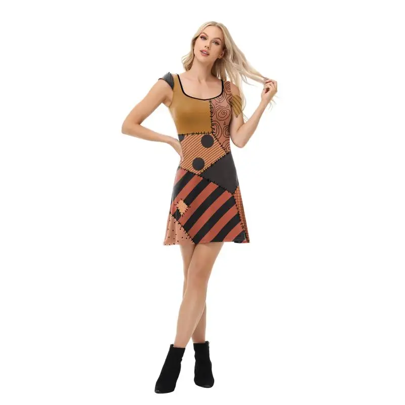 Halloween Dress Suit Women Cosplay Costume Funny Wig Socks Set Movie Dress Up Carnival Gown Party Outfit