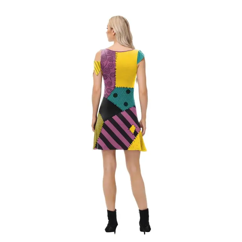 Halloween Dress Suit Women Cosplay Costume Funny Wig Socks Set Movie Dress Up Carnival Gown Party Outfit