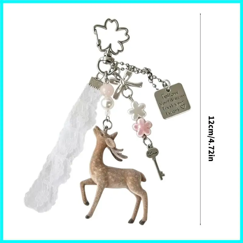 3D Christmas Elk Keychains Ring For Women Men Deer Animal Pendant Bag Box Car Charm Jewelry