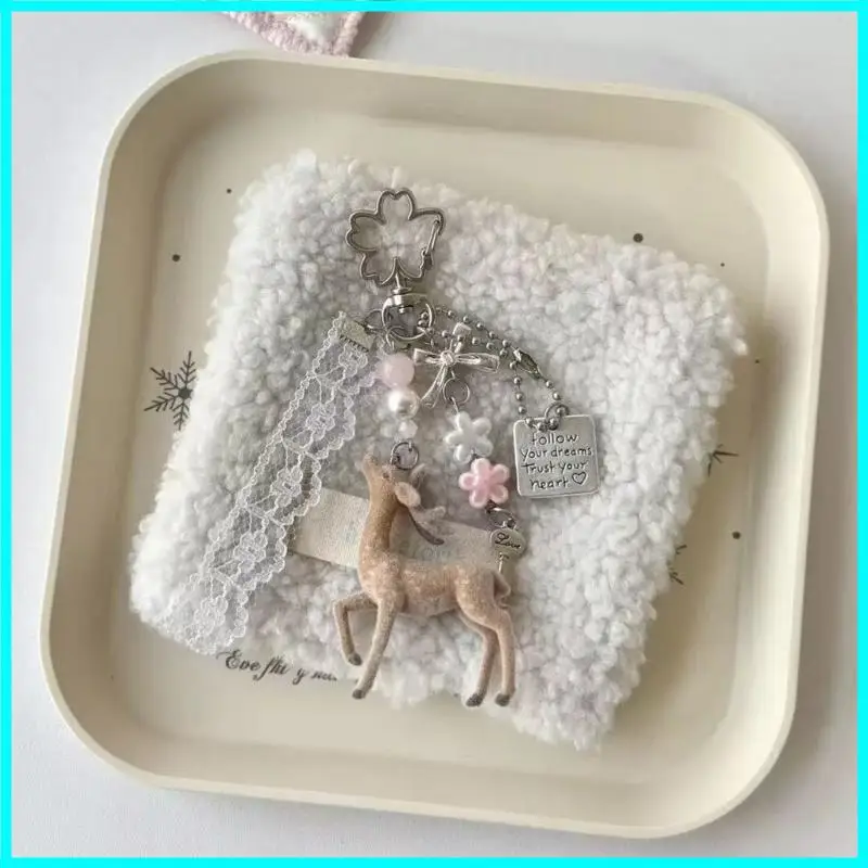 3D Christmas Elk Keychains Ring For Women Men Deer Animal Pendant Bag Box Car Charm Jewelry