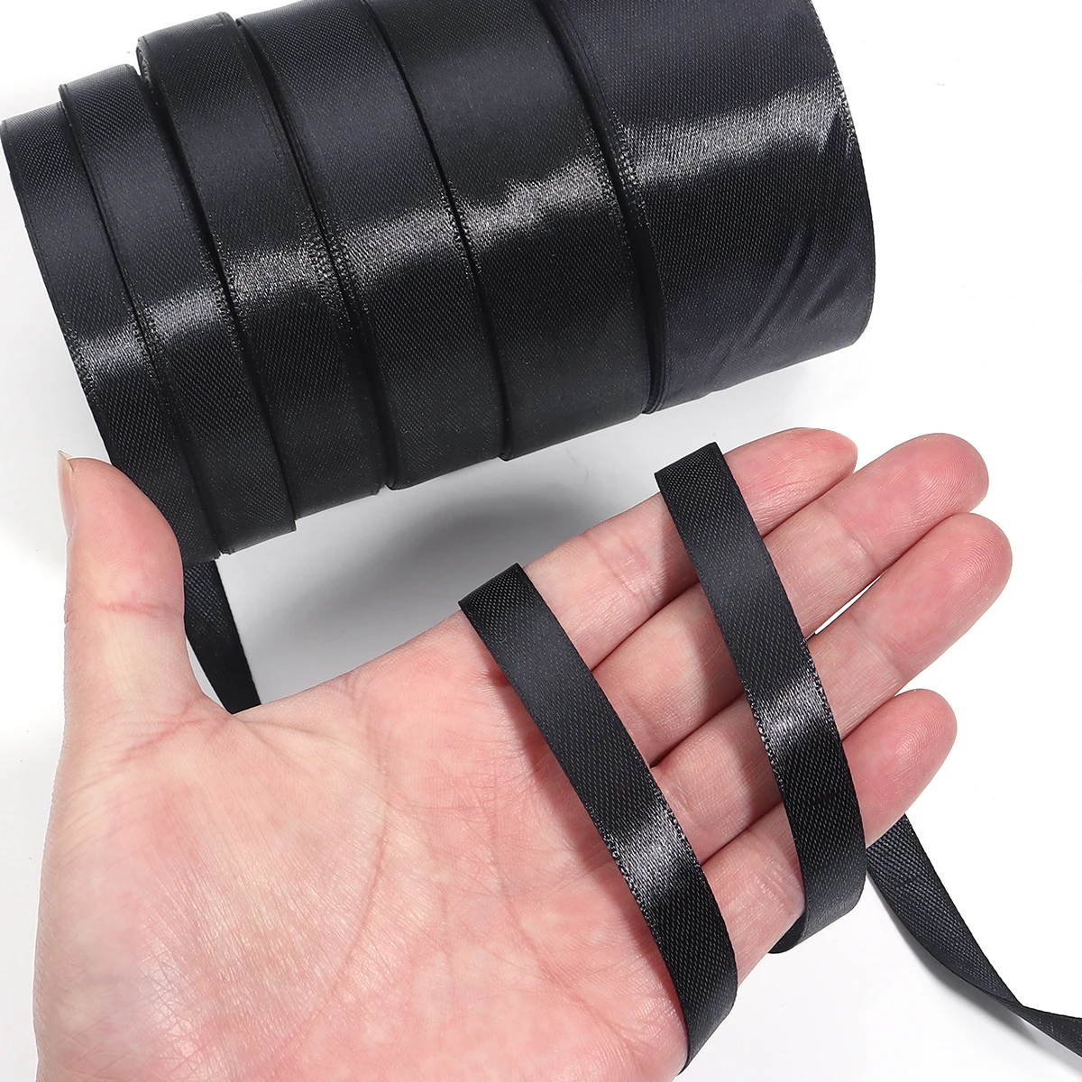 25yards 10/12/15/30/25/38mm Luxury Black Satin Ribbon Gifts Wrapping Ribbons For DIY Christmas Birthday Party Wedding Decoration