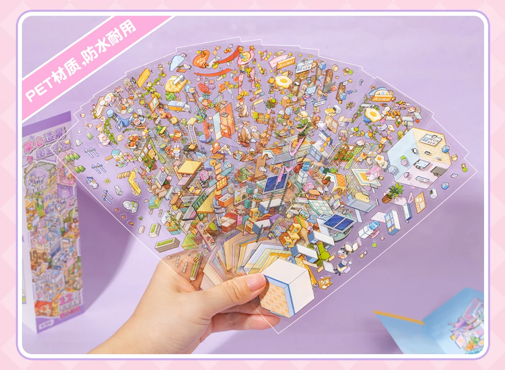 Kawaii Cabin Crisis 3D Dream Flower House Landscape Sticker book DIY Pocket Cabin Scene Christmas gifts 
