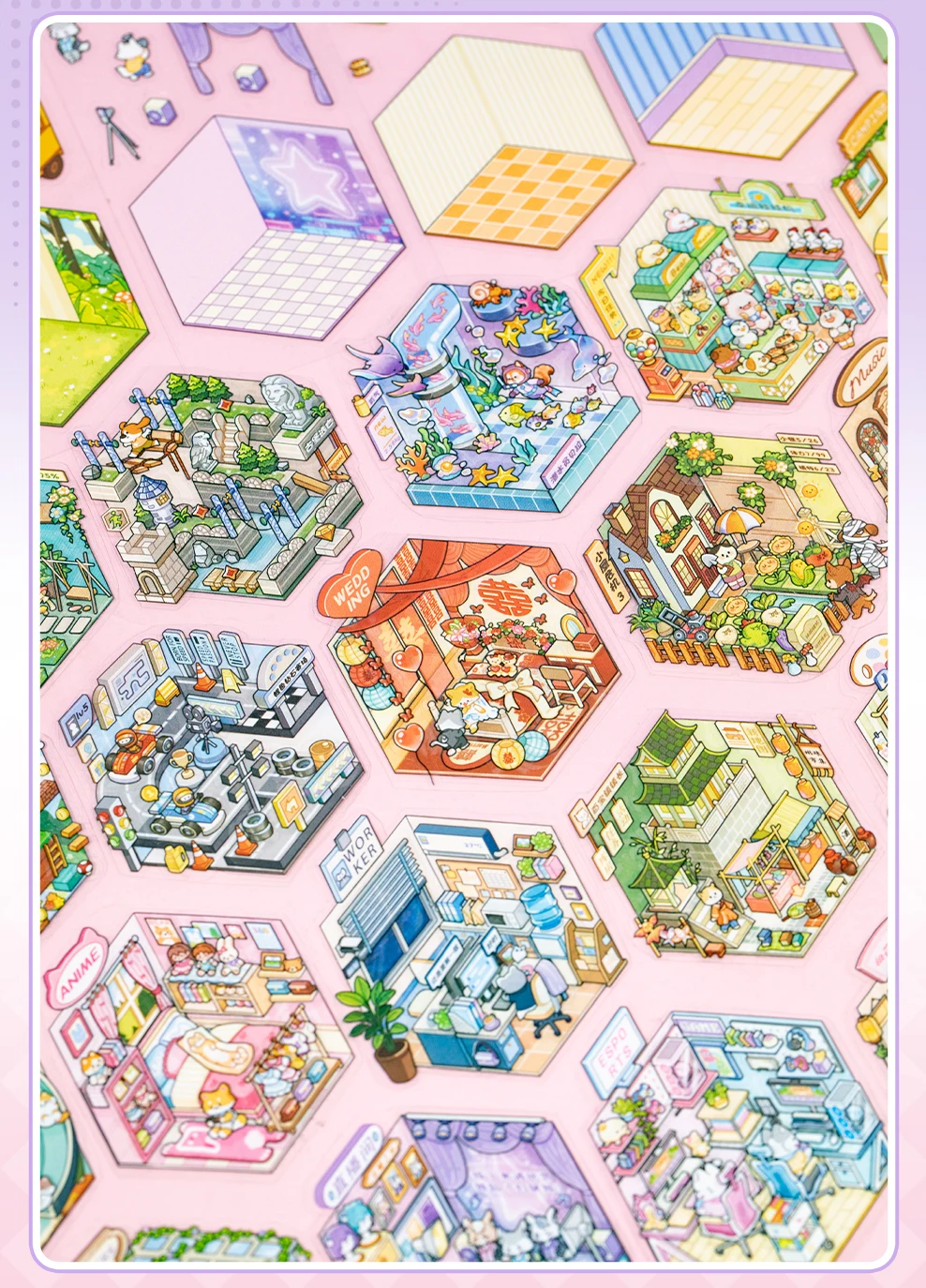 Kawaii Cabin Crisis 3D Dream Flower House Landscape Sticker book DIY Pocket Cabin Scene Christmas gifts 