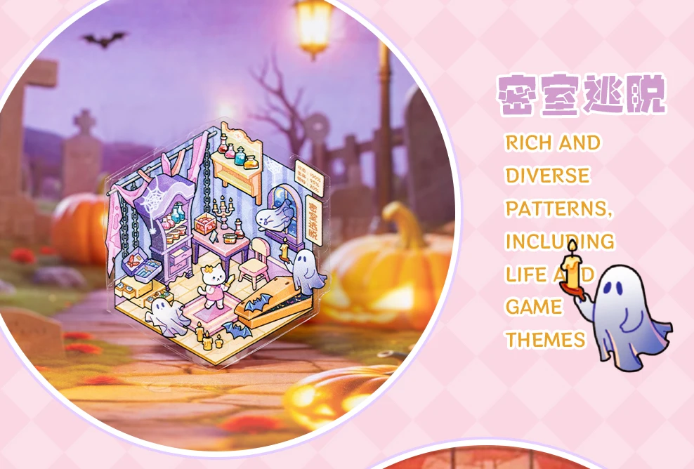 Kawaii Cabin Crisis 3D Dream Flower House Landscape Sticker book DIY Pocket Cabin Scene Christmas gifts 