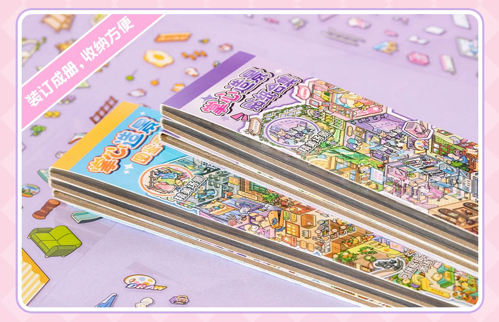 Kawaii Cabin Crisis 3D Dream Flower House Landscape Sticker book DIY Pocket Cabin Scene Christmas gifts 