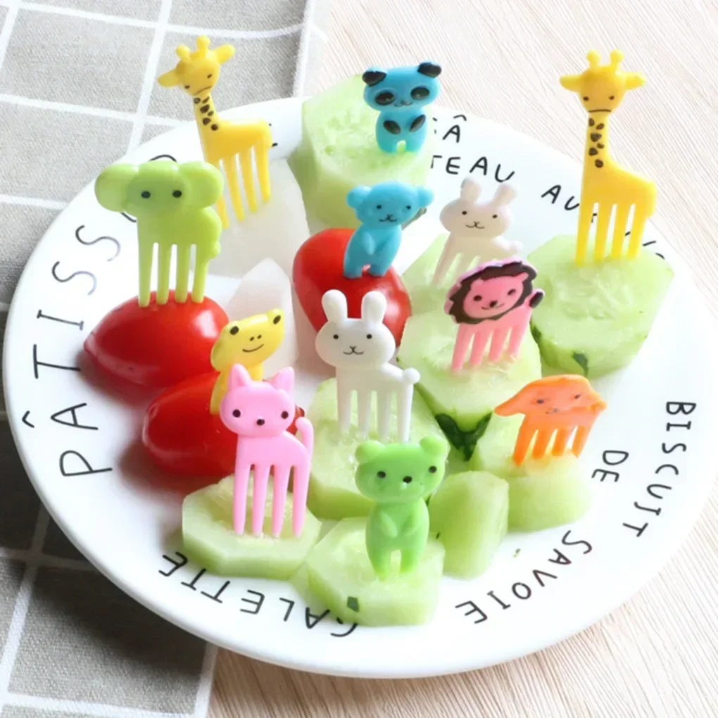 10-120pcs Animal Farm Fruit Fork Mini Cartoon Children Snack Cake Dessert Food Pick Toothpick Bento Lunches Party Christmas gift