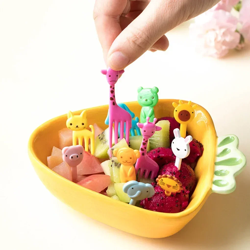 10-120pcs Animal Farm Fruit Fork Mini Cartoon Children Snack Cake Dessert Food Pick Toothpick Bento Lunches Party Christmas gift