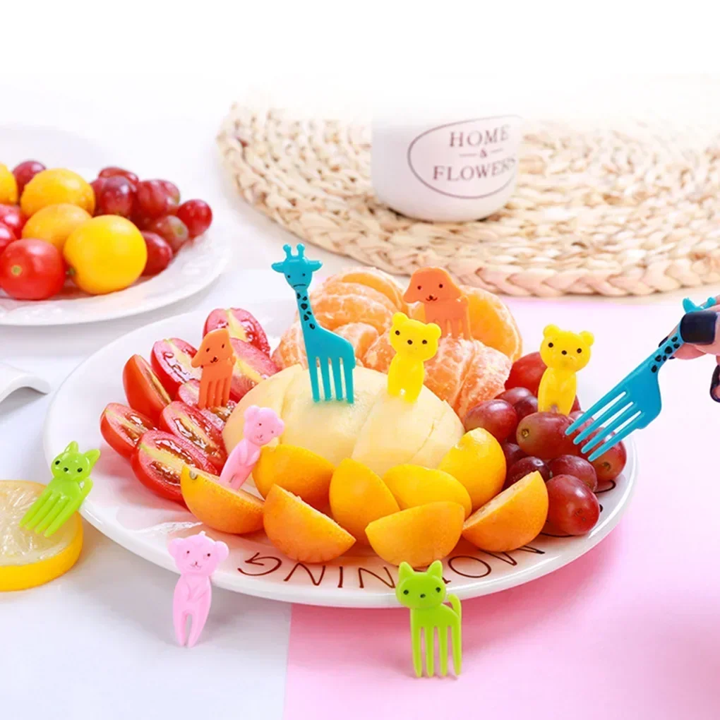 10-120pcs Animal Farm Fruit Fork Mini Cartoon Children Snack Cake Dessert Food Pick Toothpick Bento Lunches Party Christmas gift