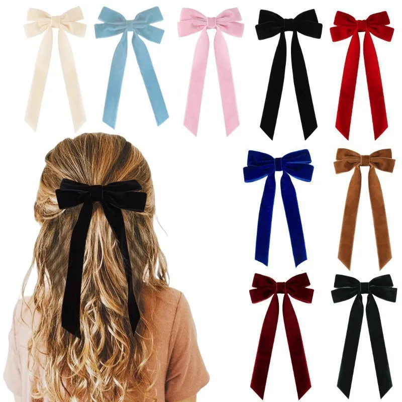 1/2/5/10pcs Christmas velvet with double bow hair clip, fashionable, simple and versatile princess duckbill clip hair accessory