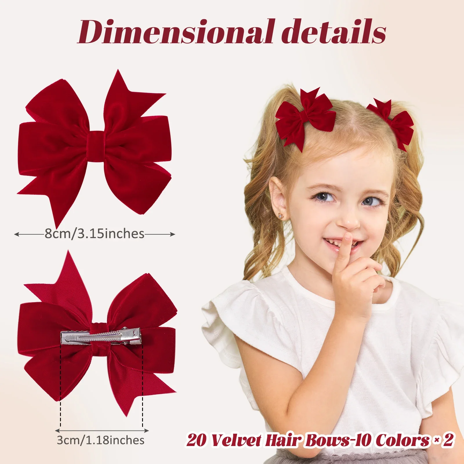 2pcs Vintage Velvet Bow Girls Hair Clip Sweet Red Green Bowknot Hairpins Barrette Headwear Christmas Festival Hair Accessories