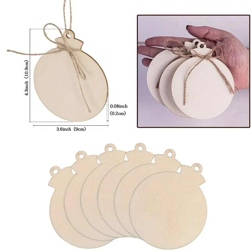 10/20pcs Wooden Pendant Handmade DIY Painting Holiday Supplies,Christmas Decoration Wood Plaque Graffiti Craft Round Wood Chips