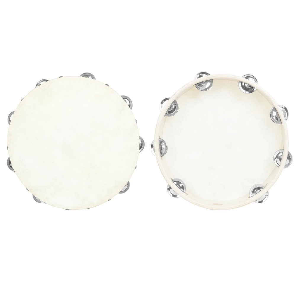 IRIN 8/10inch Tambourine Orff Sheepskin Drum Wood Tambour Panderos Bell Jingles Percussion Musical Instruments Christmas Gift