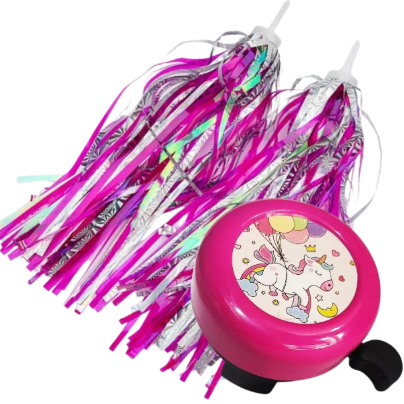 1 set Bike Bell and Bike Streamers Bicycle Pinwheel for Boys Girls Colorful Children's Bike Decor Accessories Christmas Gifts