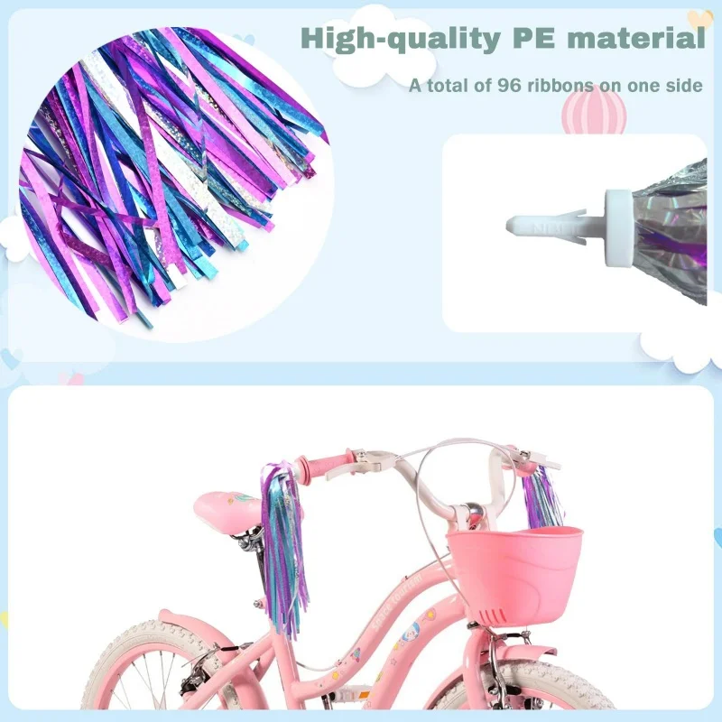1 set Bike Bell and Bike Streamers Bicycle Pinwheel for Boys Girls Colorful Children's Bike Decor Accessories Christmas Gifts