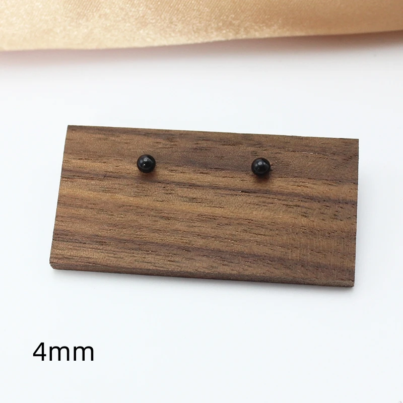 4mm 6mm 8mm 3Pairs Black Round Ball Imitation Pearl Stud Earring for Women Simple Temperament Ear Jewelry Christmas Day Girl