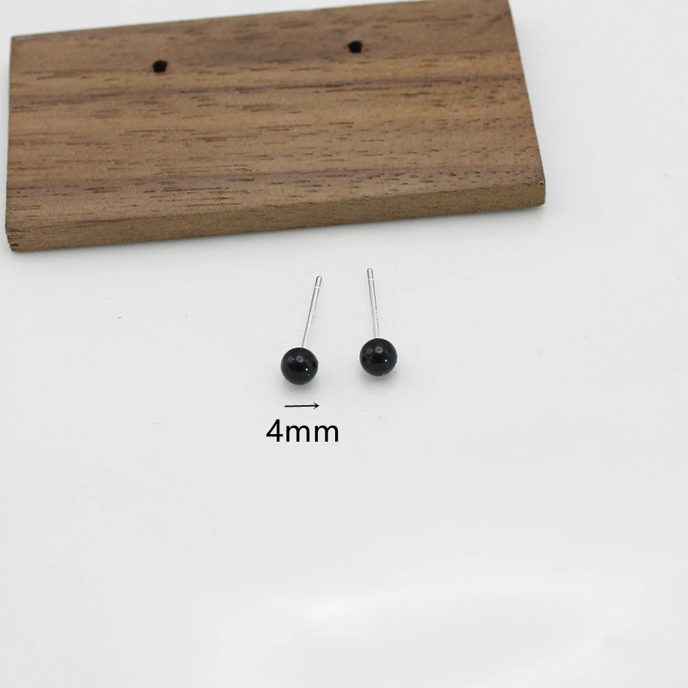 4mm 6mm 8mm 3Pairs Black Round Ball Imitation Pearl Stud Earring for Women Simple Temperament Ear Jewelry Christmas Day Girl