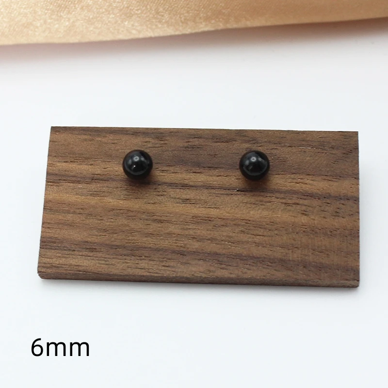 4mm 6mm 8mm 3Pairs Black Round Ball Imitation Pearl Stud Earring for Women Simple Temperament Ear Jewelry Christmas Day Girl
