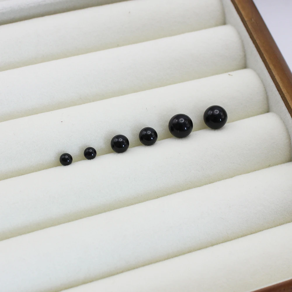 4mm 6mm 8mm 3Pairs Black Round Ball Imitation Pearl Stud Earring for Women Simple Temperament Ear Jewelry Christmas Day Girl