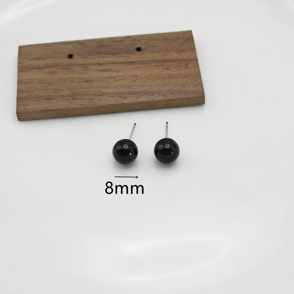 4mm 6mm 8mm 3Pairs Black Round Ball Imitation Pearl Stud Earring for Women Simple Temperament Ear Jewelry Christmas Day Girl