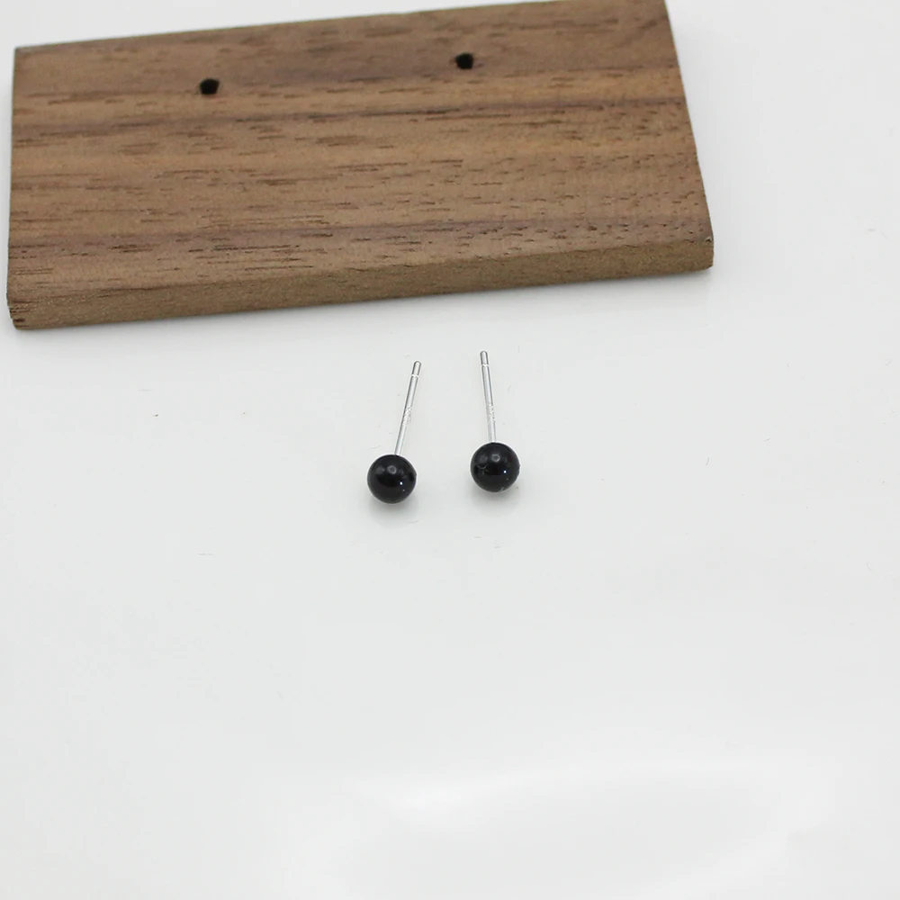 4mm 6mm 8mm 3Pairs Black Round Ball Imitation Pearl Stud Earring for Women Simple Temperament Ear Jewelry Christmas Day Girl