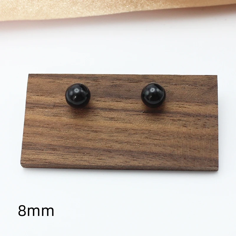 4mm 6mm 8mm 3Pairs Black Round Ball Imitation Pearl Stud Earring for Women Simple Temperament Ear Jewelry Christmas Day Girl
