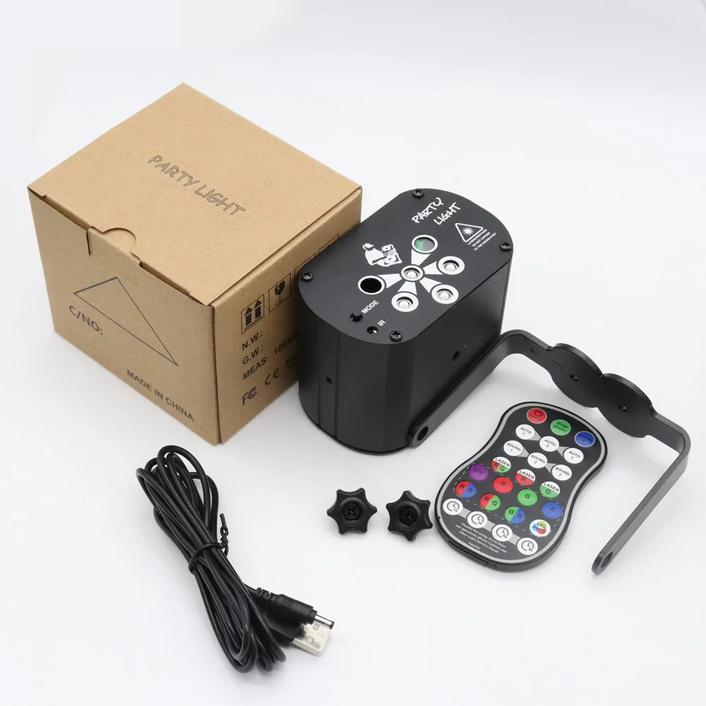 60 128 Modes Mini RGB LED Disco Party Light DJ Laser Projector USB Rechargeable UV Lamp for Wedding Home Party Christmas Decor