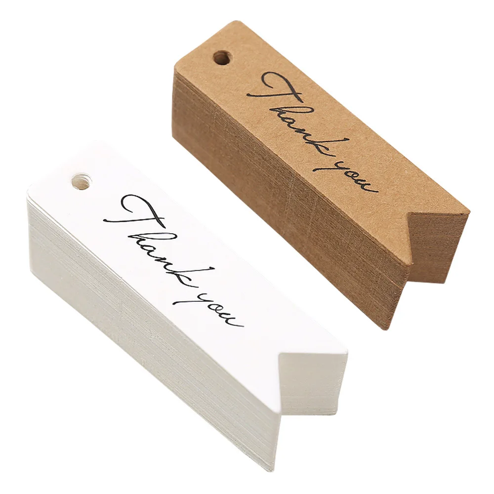 50Pcs/100Pcs Thank You Handmade Gift Tags Kraft Paper Hang Tag Label Cards for Wedding Birthday Christmas Party Decorations
