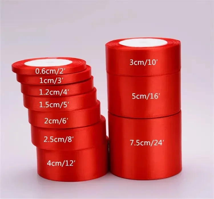 1-1.5-2-2.5-4-5cm Satin Ribbon DIY Crafts Handmade Roses Material Christmas Halloween Wedding Birthday Party Gift Wrapping Tape