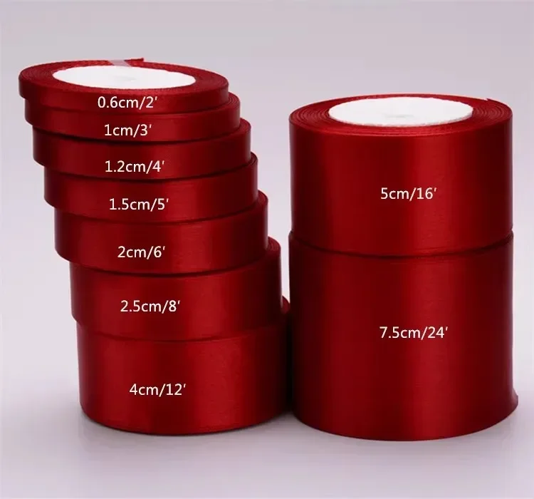 1-1.5-2-2.5-4-5cm Satin Ribbon DIY Crafts Handmade Roses Material Christmas Halloween Wedding Birthday Party Gift Wrapping Tape