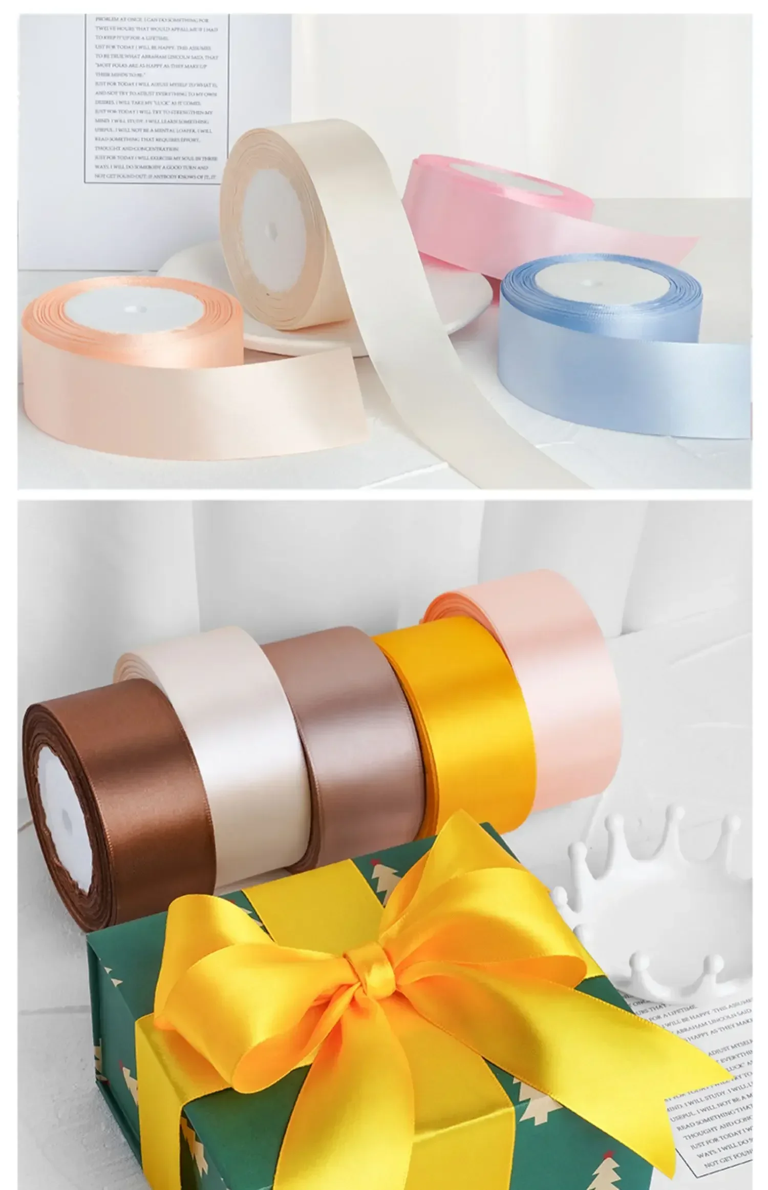 1-1.5-2-2.5-4-5cm Satin Ribbon DIY Crafts Handmade Roses Material Christmas Halloween Wedding Birthday Party Gift Wrapping Tape