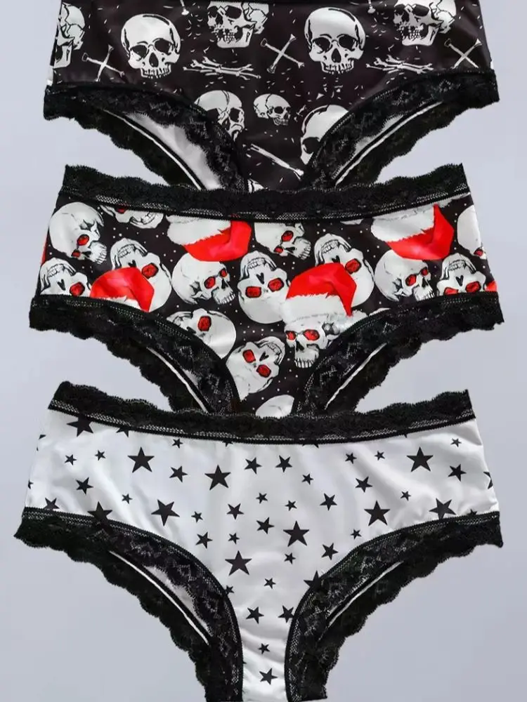 4-PCS women's panties sexy lace panty fashionable and comfortable Christmas shorts for girls female underpants