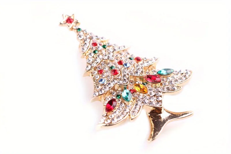 Women Men Fashion Exquisite Christmas Tree Crystal Brooch Badges Elegant Lady Festival New Yearl Gift Pin