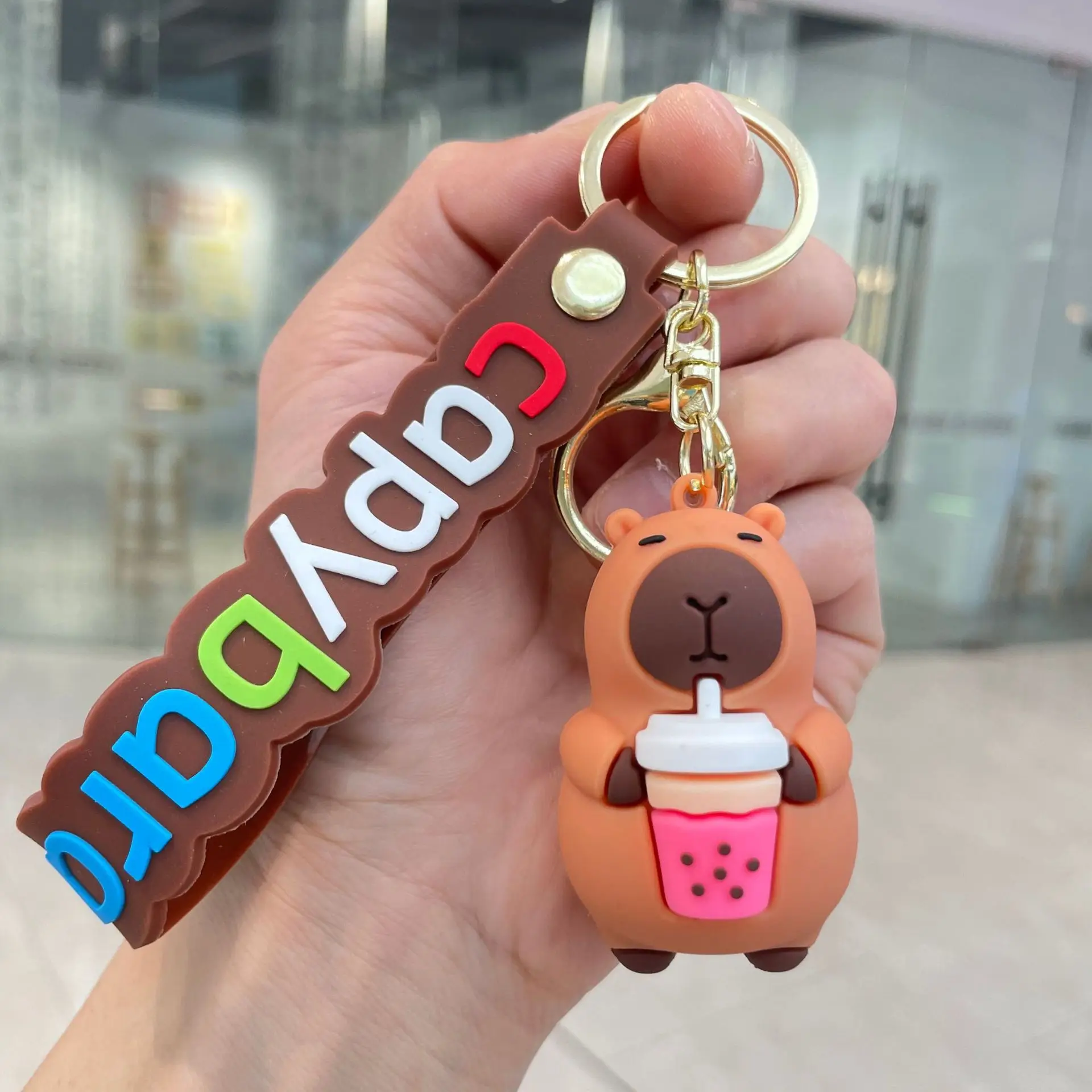 Capybara Keychain PVC Soft Key Accessories Cute Party Gifts for Christmas for Boys and Girls Key Buckles Metal