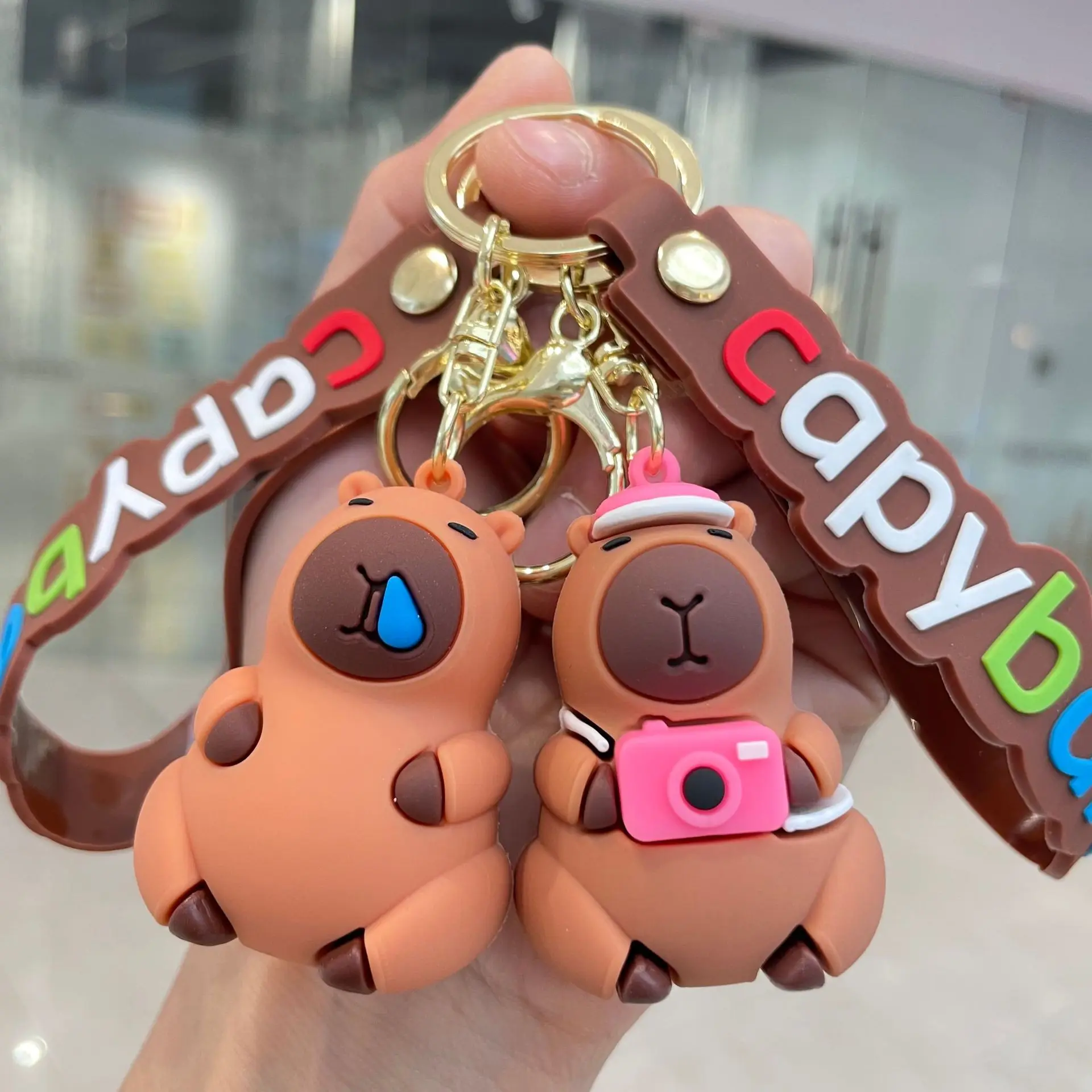 Capybara Keychain PVC Soft Key Accessories Cute Party Gifts for Christmas for Boys and Girls Key Buckles Metal