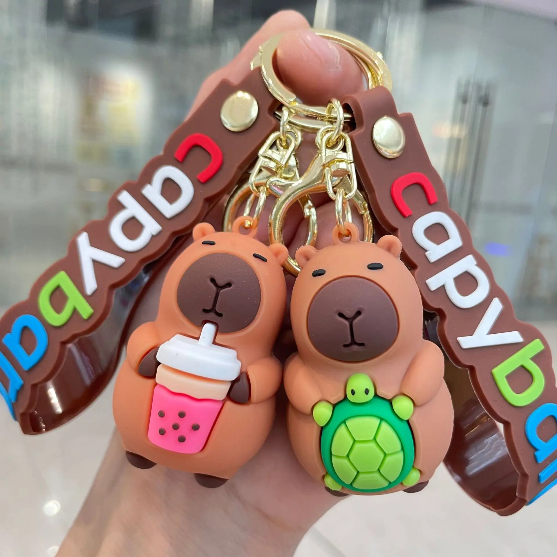 Capybara Keychain PVC Soft Key Accessories Cute Party Gifts for Christmas for Boys and Girls Key Buckles Metal