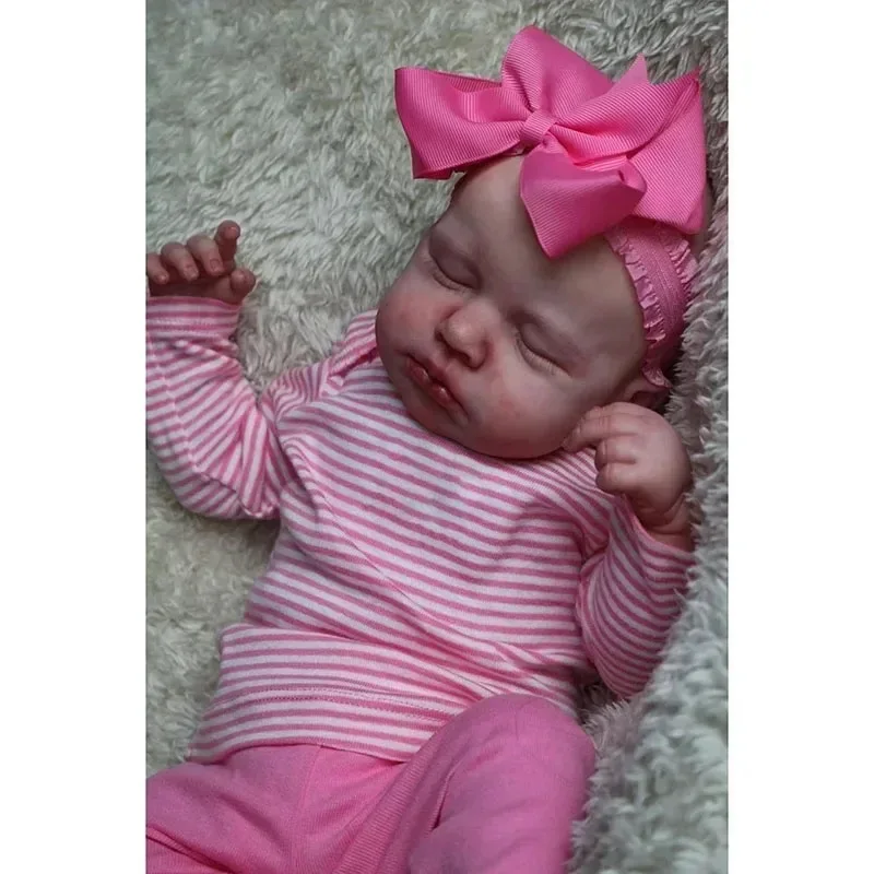 MRB 50CM Already Finished Reborn Baby LouLou Asleep Doll Lifelike 3D Skin Visible Veins Handmade Doll Christmas Gift For Girl
