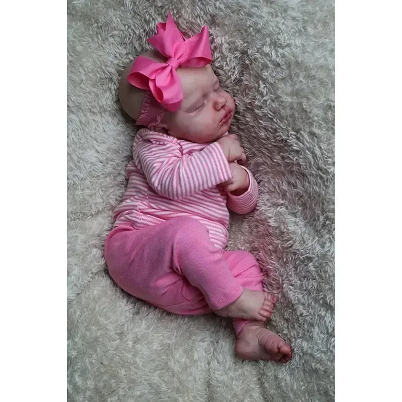 MRB 50CM Already Finished Reborn Baby LouLou Asleep Doll Lifelike 3D Skin Visible Veins Handmade Doll Christmas Gift For Girl