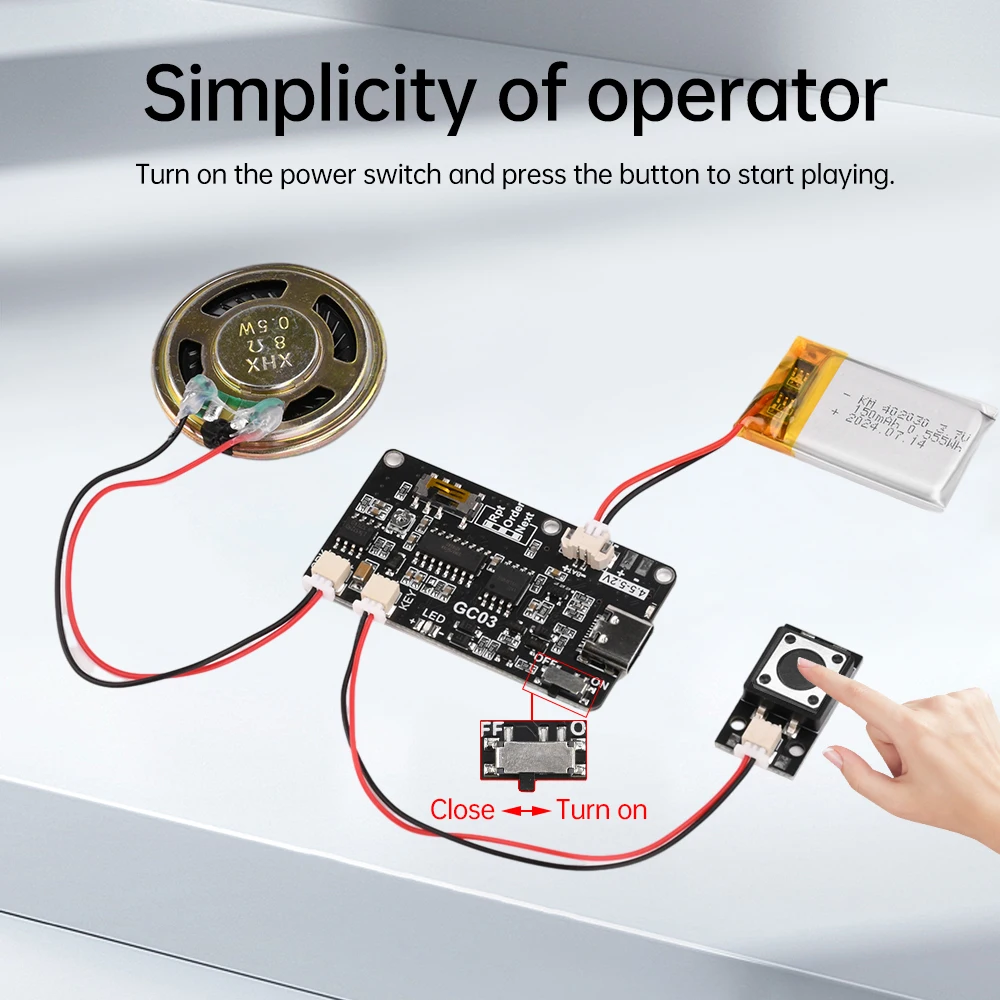 GC03 Recording Greeting Card Mechanism MP3 Download Voice Module TYPE-C Interface Creative Gift Box Christmas Birthday Card