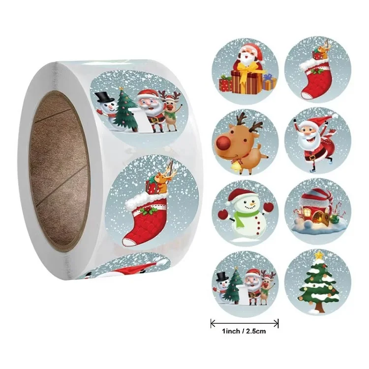 100-500PCS Merry Christmas Stickers Small Stickers for Rolling Sticker Pack Roll Packing Labels
