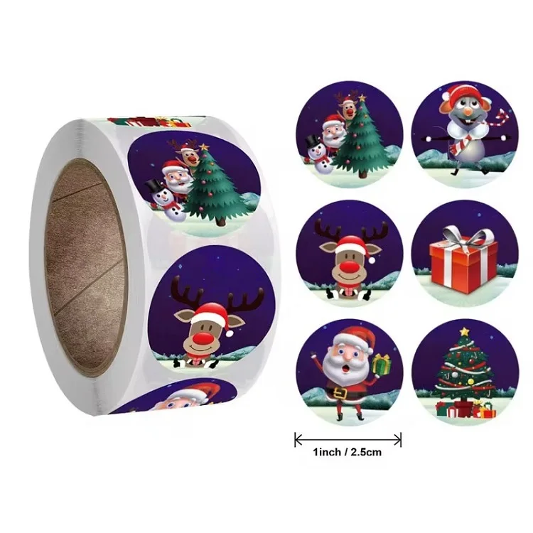100-500PCS Merry Christmas Stickers Small Stickers for Rolling Sticker Pack Roll Packing Labels