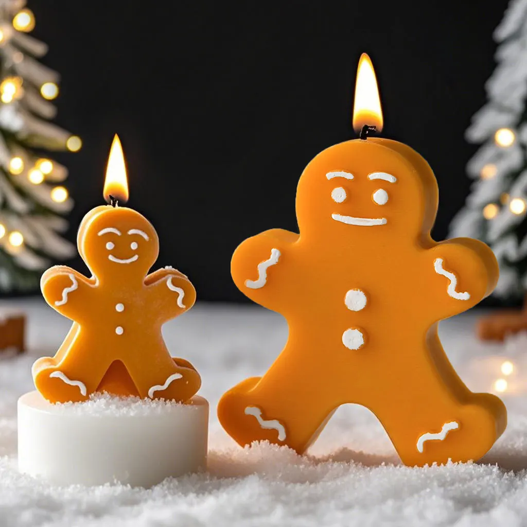 DIY Cartoon Gingerbread Man Silicone Candle Mold Christmas Cookie Chocolate Baking Tool Handmade Soap Candle Making Supplies