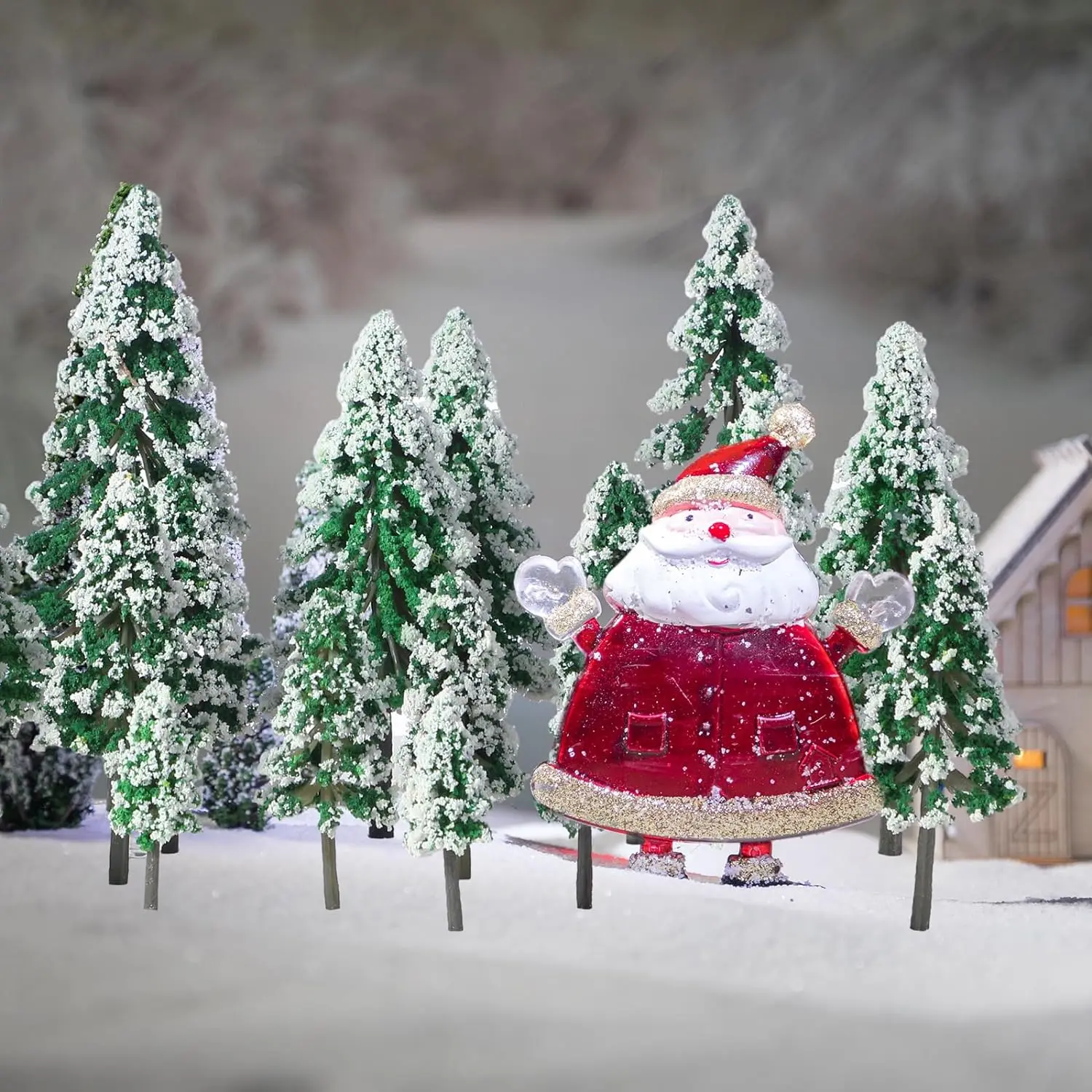 19 Pieces Mini Snow Pine Model Trees 6 Size Mini Sisal Snow Frost Trees Scenery Trees for Christmas Decoration Winter Ornaments